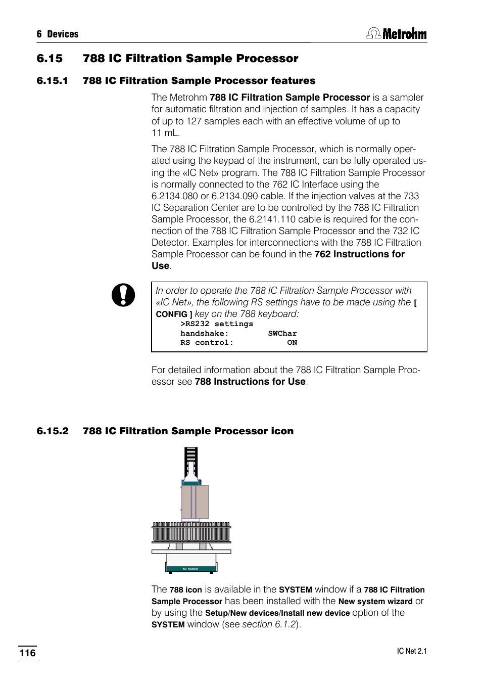 15 788 ic filtration sample processor, 1 788 ic filtration sample processor features, 2 788 ic filtration sample processor icon | Metrohm IC Net 2.1 User Manual | Page 124 / 228