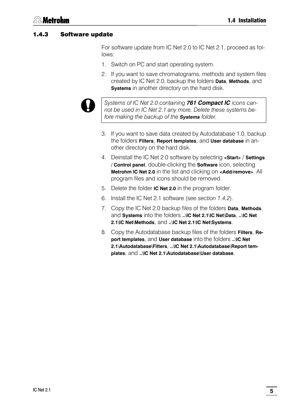 3 software update | Metrohm IC Net 2.1 User Manual | Page 13 / 228