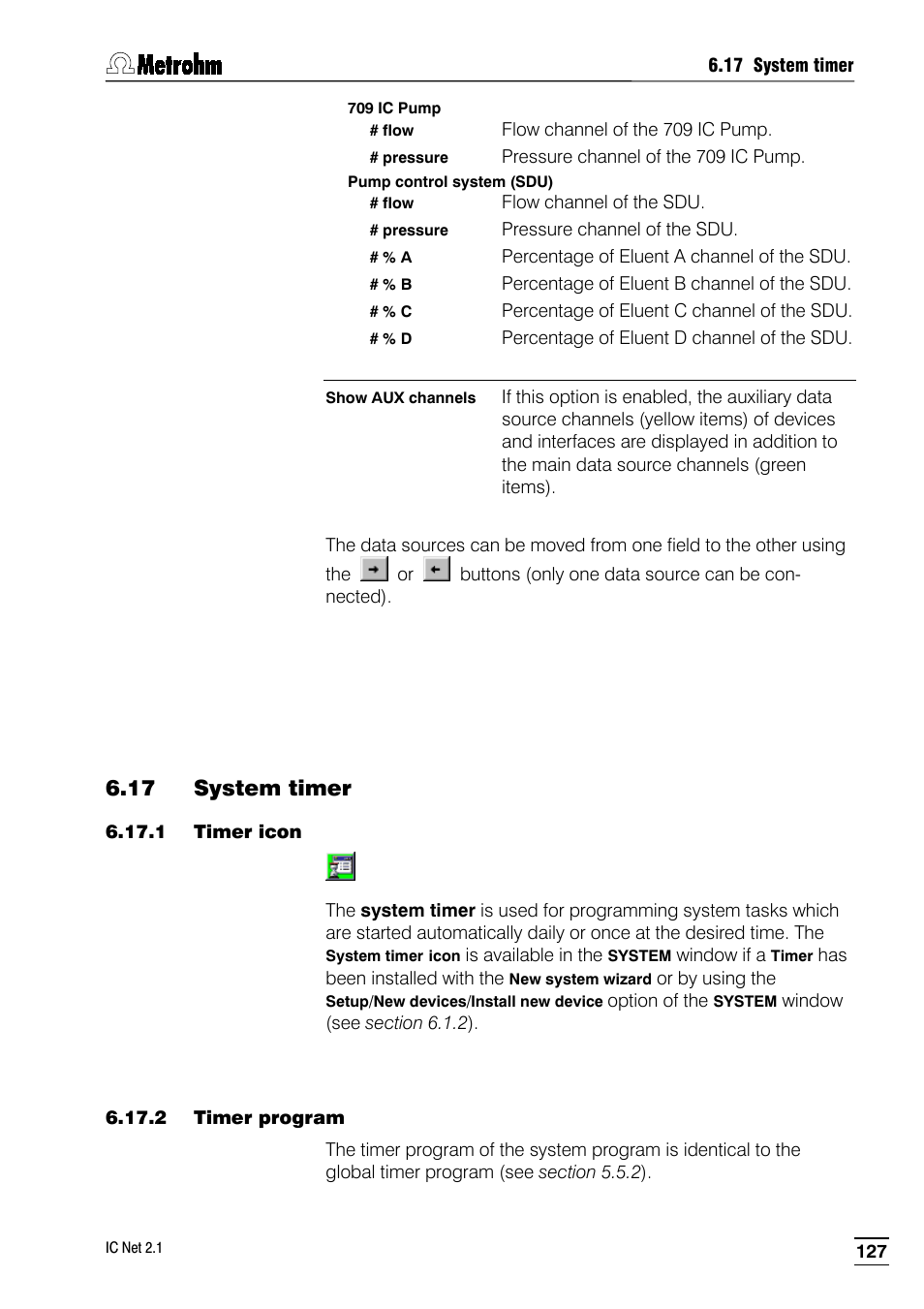 17 system timer, 1 timer icon, 2 timer program | Metrohm IC Net 2.1 User Manual | Page 135 / 228