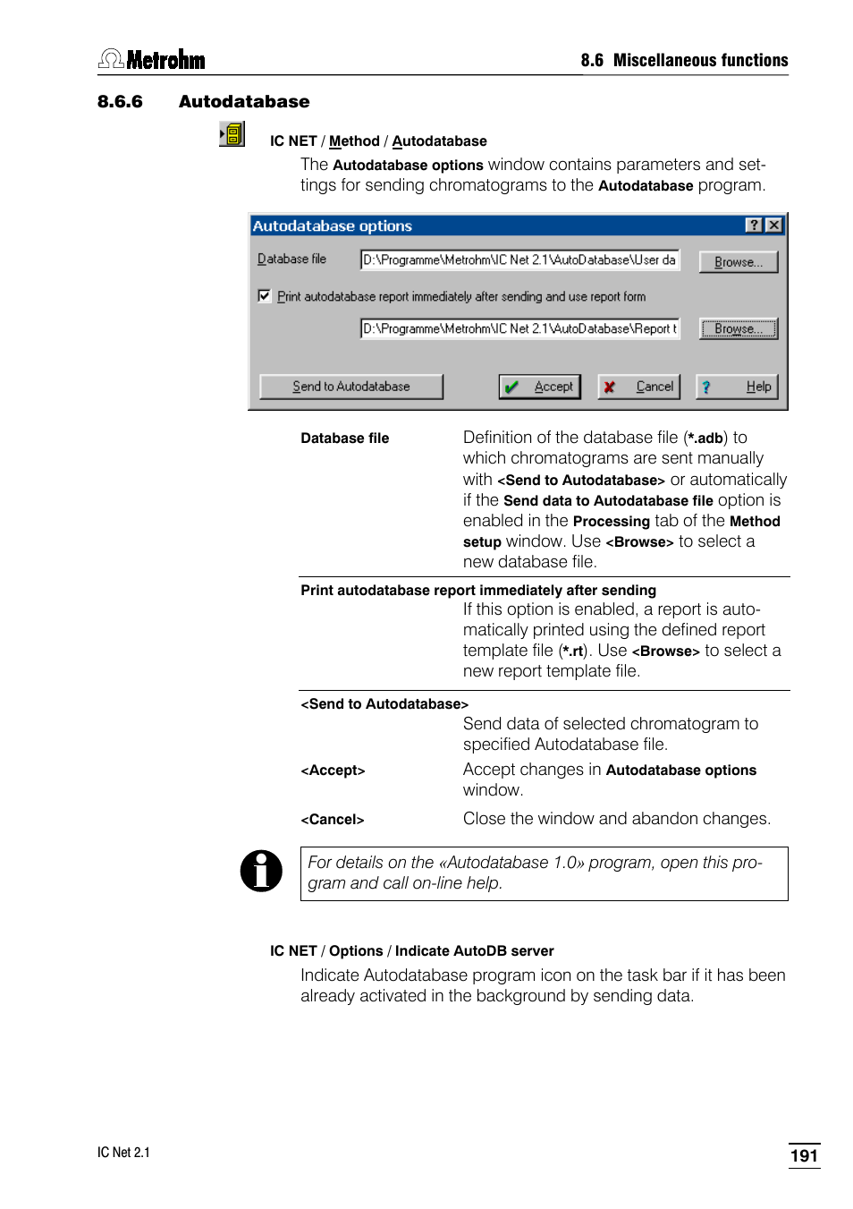 6 autodatabase | Metrohm IC Net 2.1 User Manual | Page 199 / 228