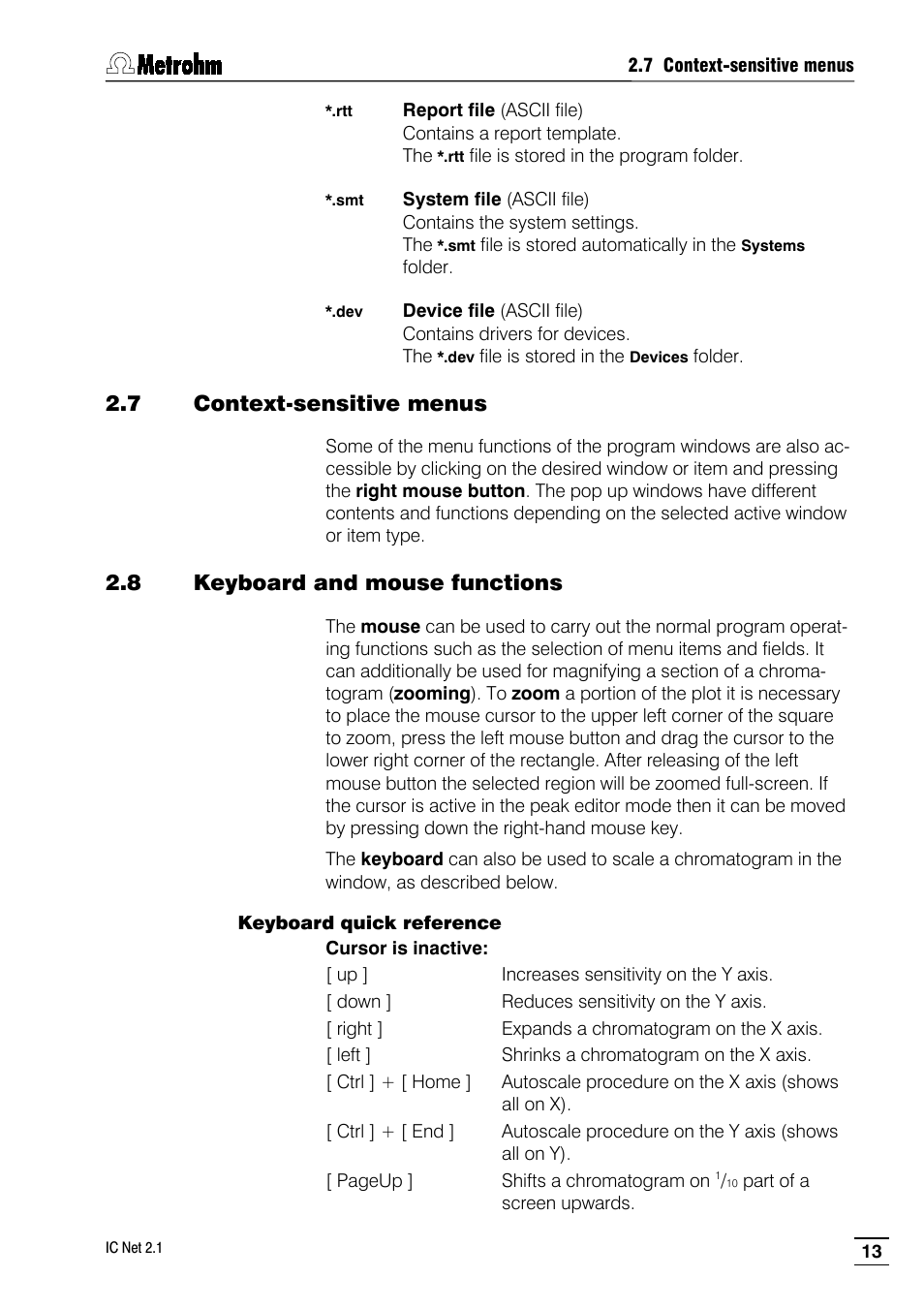 7 context-sensitive menus, 8 keyboard and mouse functions | Metrohm IC Net 2.1 User Manual | Page 21 / 228