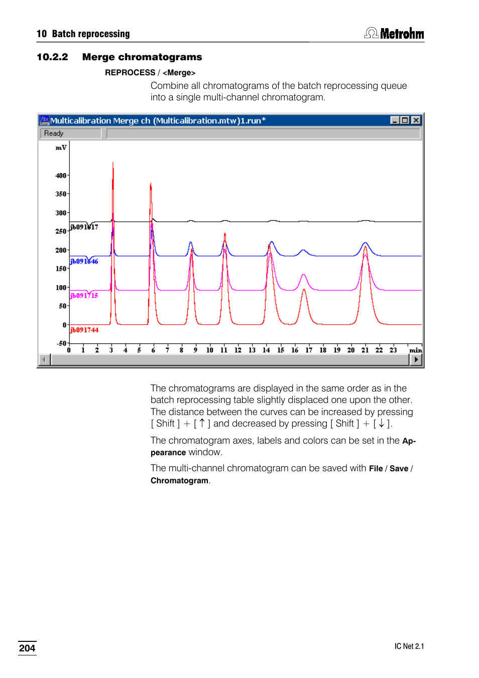 2 merge chromatograms | Metrohm IC Net 2.1 User Manual | Page 212 / 228