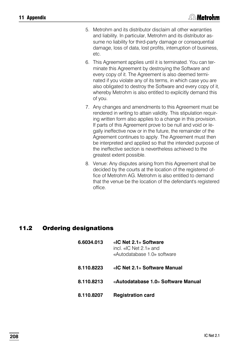 2 ordering designations | Metrohm IC Net 2.1 User Manual | Page 216 / 228