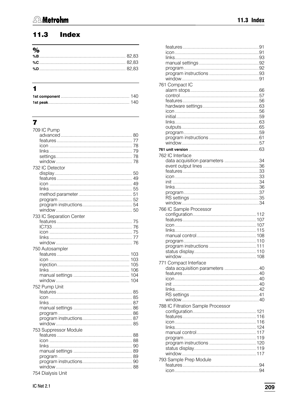 3 index | Metrohm IC Net 2.1 User Manual | Page 217 / 228