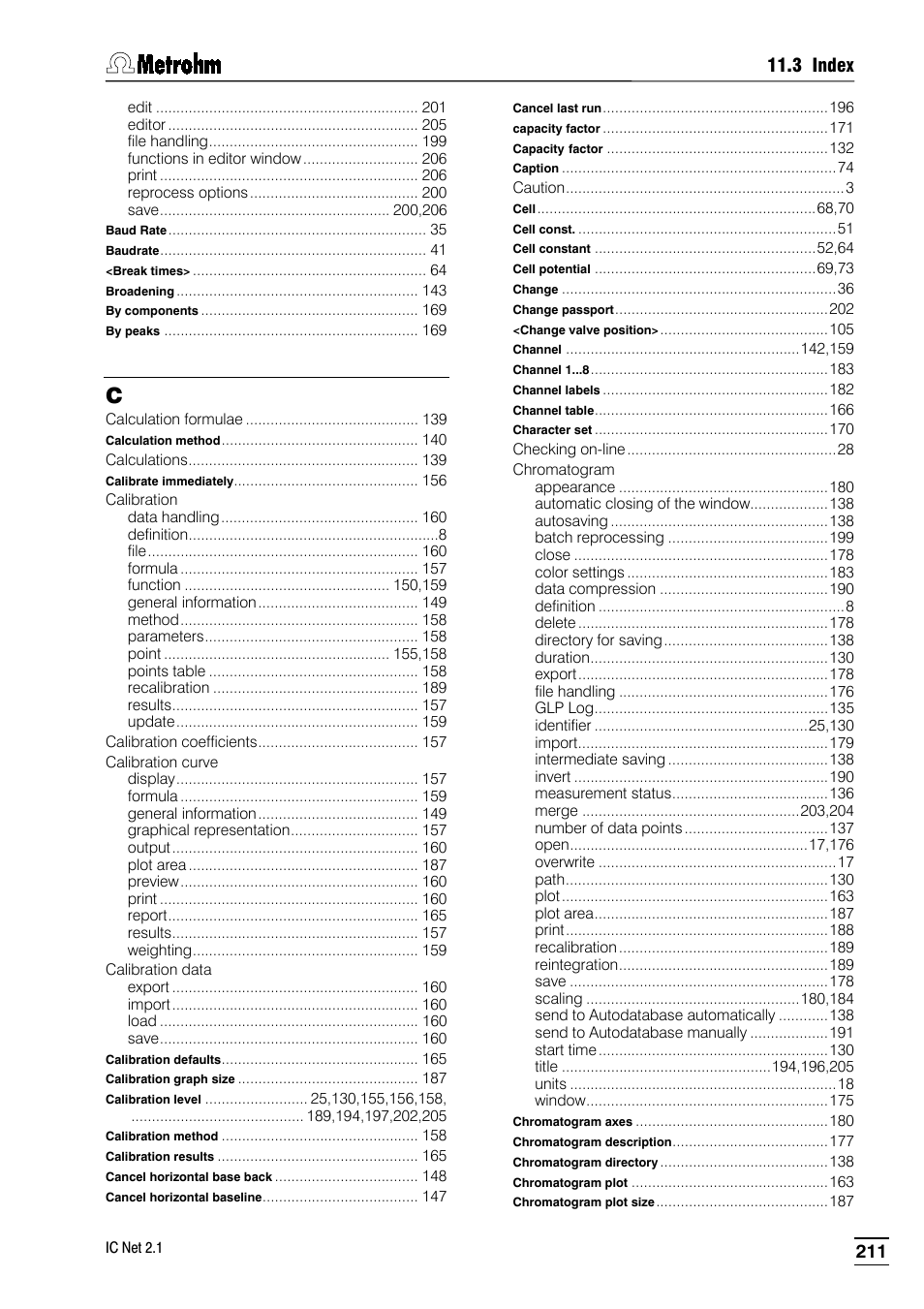 3 index | Metrohm IC Net 2.1 User Manual | Page 219 / 228