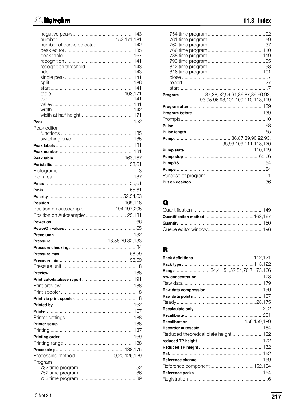 3 index | Metrohm IC Net 2.1 User Manual | Page 225 / 228