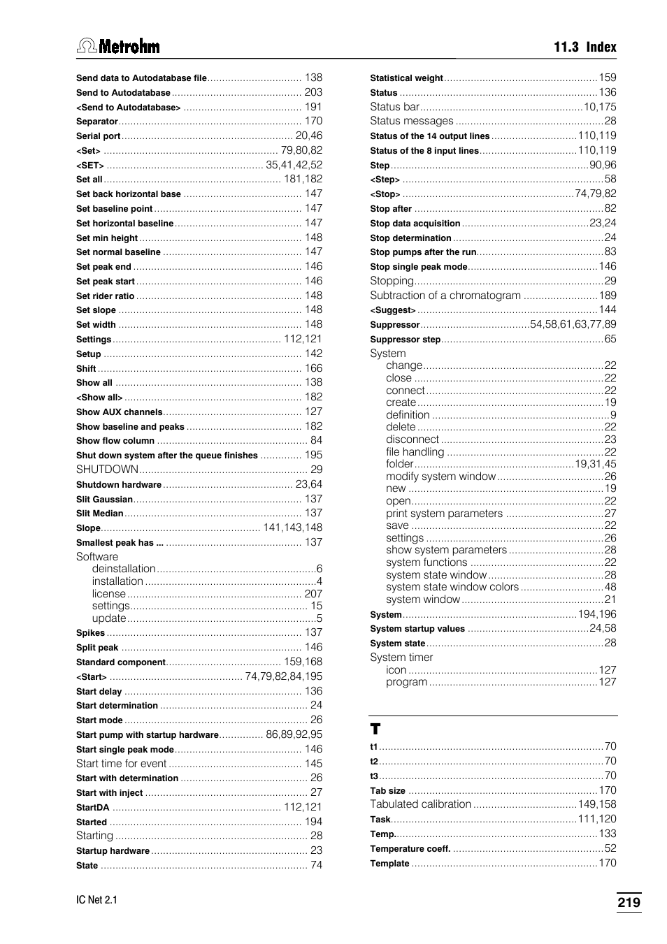 3 index | Metrohm IC Net 2.1 User Manual | Page 227 / 228