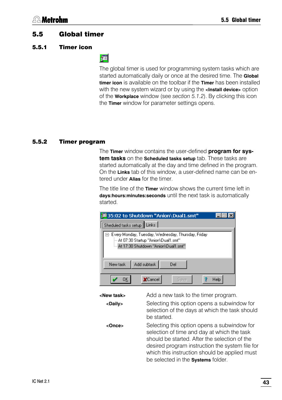 5 global timer, 1 timer icon, 2 timer program | Metrohm IC Net 2.1 User Manual | Page 51 / 228