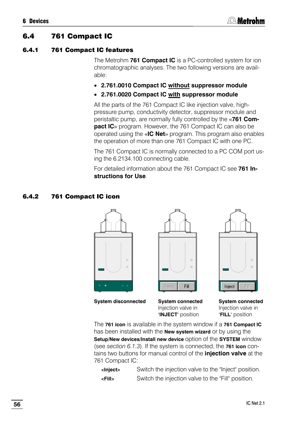 4 761 compact ic, 1 761 compact ic features, 2 761 compact ic icon | Metrohm IC Net 2.1 User Manual | Page 64 / 228