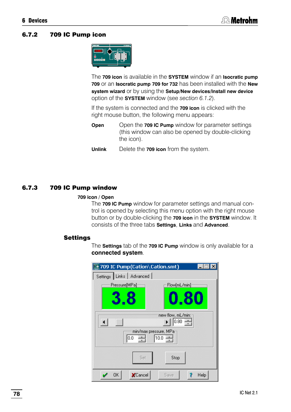 2 709 ic pump icon, 3 709 ic pump window | Metrohm IC Net 2.1 User Manual | Page 86 / 228
