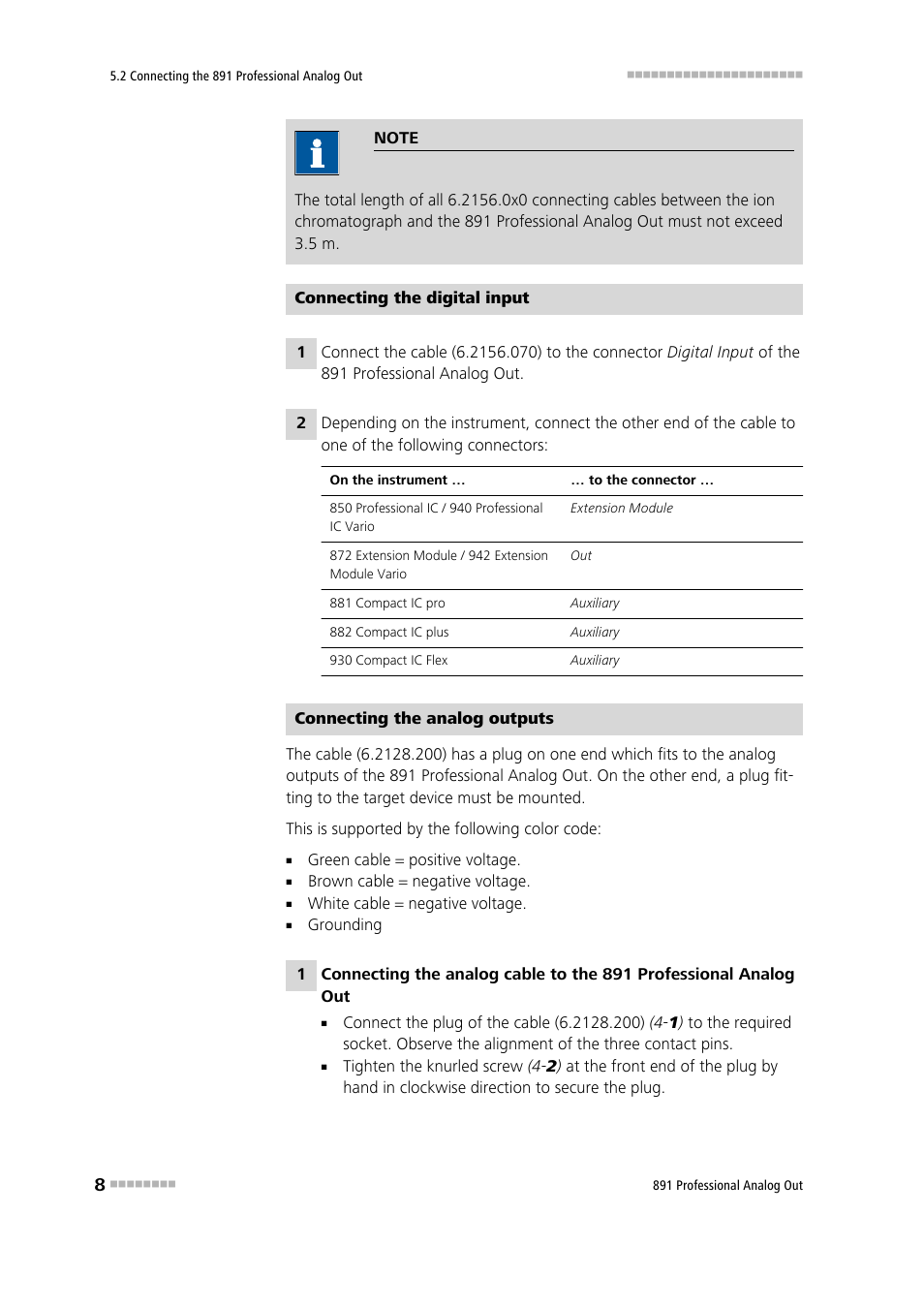 Metrohm 891 Professional Analog Out User Manual | Page 14 / 26