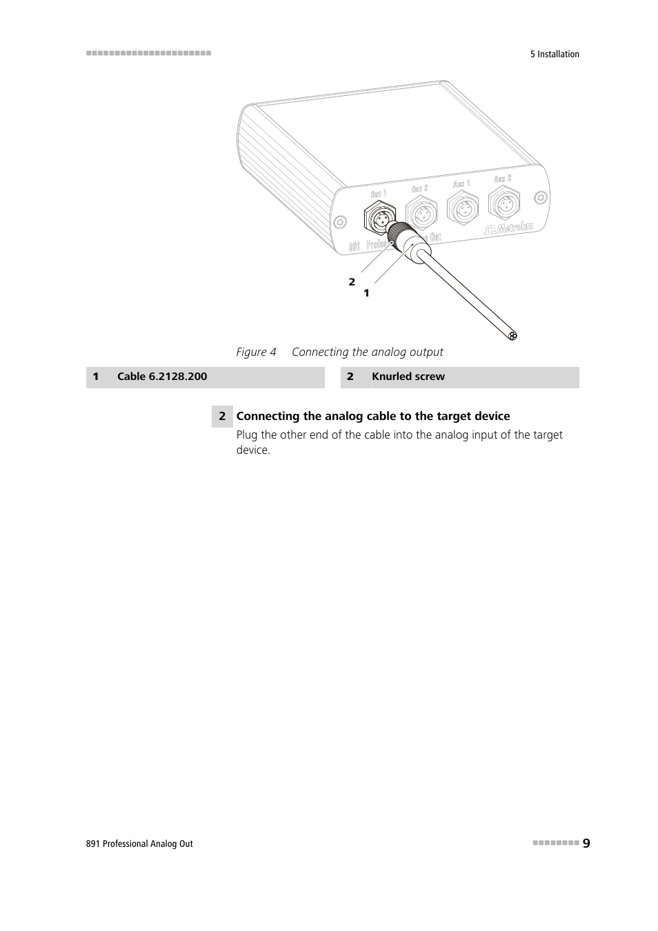 Figure 4, Connecting the analog output | Metrohm 891 Professional Analog Out User Manual | Page 15 / 26