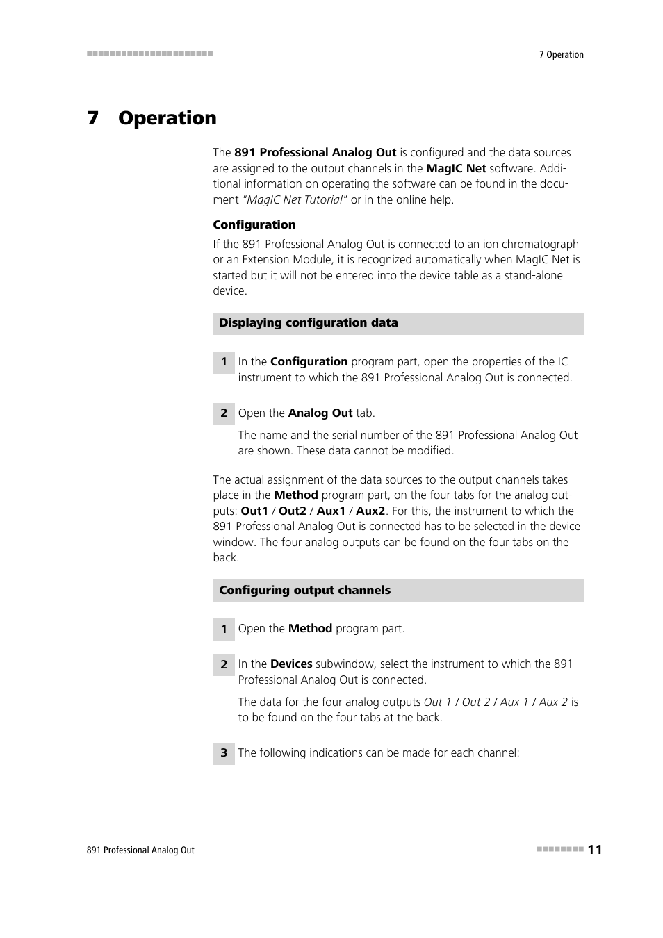 7 operation | Metrohm 891 Professional Analog Out User Manual | Page 17 / 26