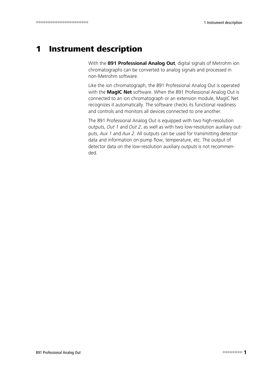 1 instrument description | Metrohm 891 Professional Analog Out User Manual | Page 7 / 26