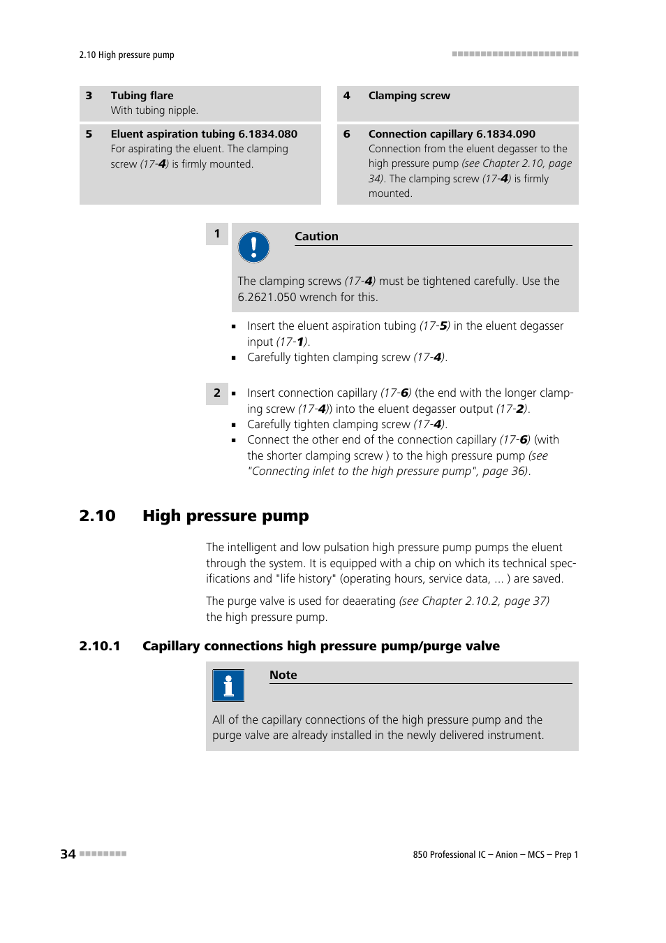 10 high pressure pump, See chapter 2.10, See chapter 2.10.1 | Metrohm 850 Professional IC Anion MCS Prep 1 User Manual | Page 44 / 145