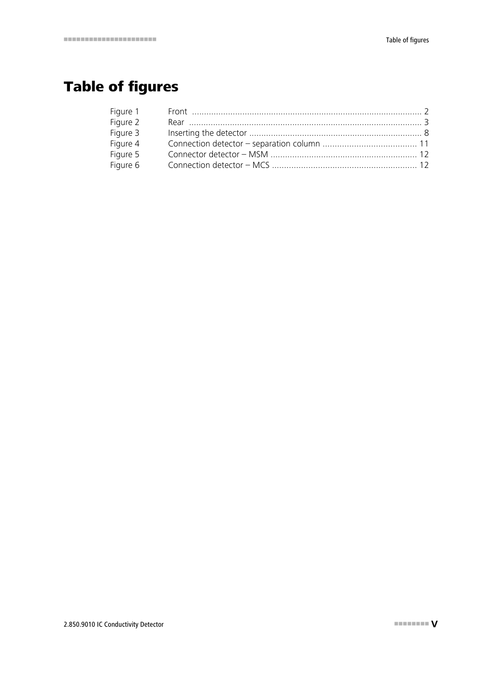 Table of figures | Metrohm 850 Professional IC Detector - iDetector User Manual | Page 7 / 30