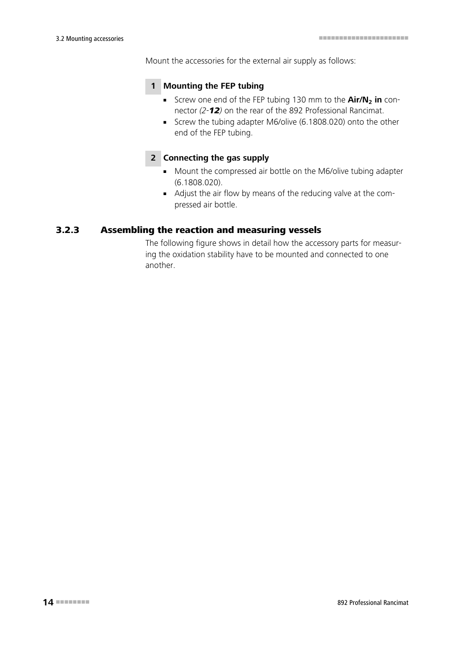 3 assembling the reaction and measuring vessels, Assembling the reaction and measuring vessels | Metrohm 892 Professional Rancimat User Manual | Page 22 / 65