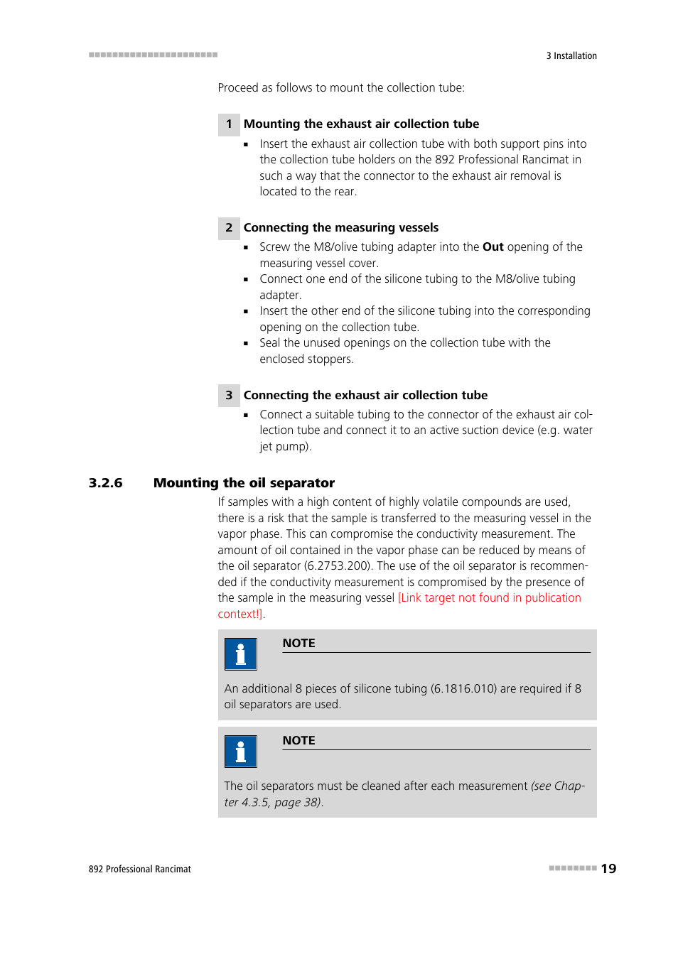 6 mounting the oil separator, Mounting the oil separator | Metrohm 892 Professional Rancimat User Manual | Page 27 / 65