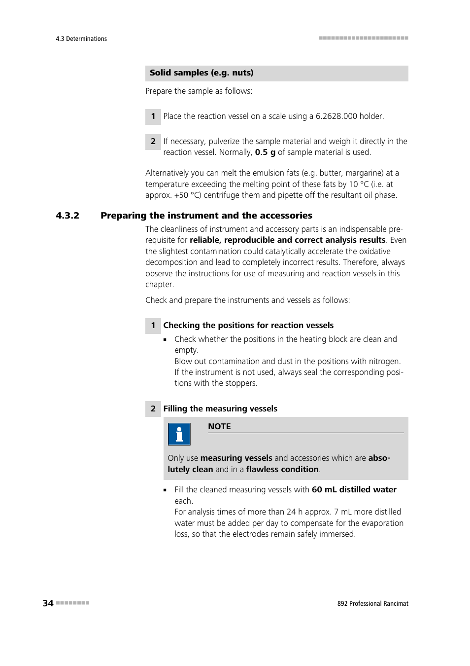 2 preparing the instrument and the accessories, Preparing the instrument and the accessories | Metrohm 892 Professional Rancimat User Manual | Page 42 / 65