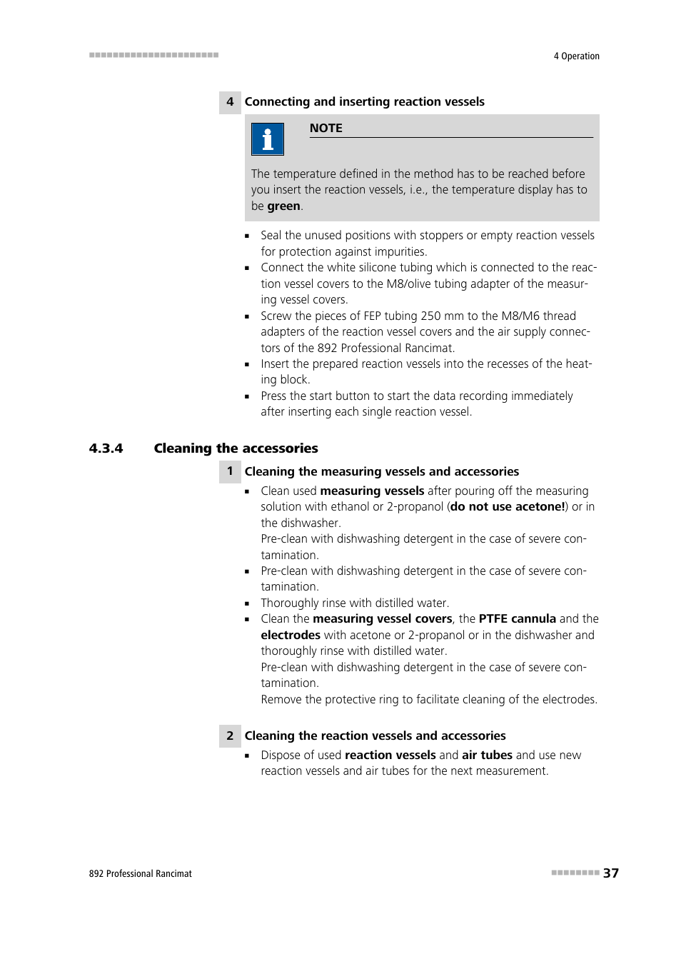 4 cleaning the accessories, Cleaning the accessories | Metrohm 892 Professional Rancimat User Manual | Page 45 / 65
