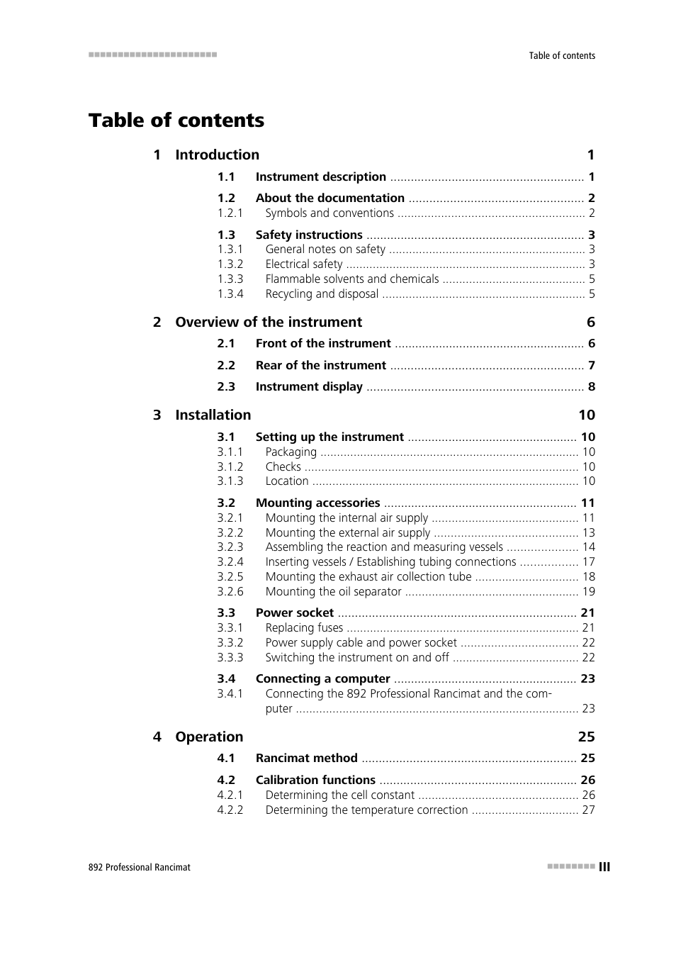 Metrohm 892 Professional Rancimat User Manual | Page 5 / 65