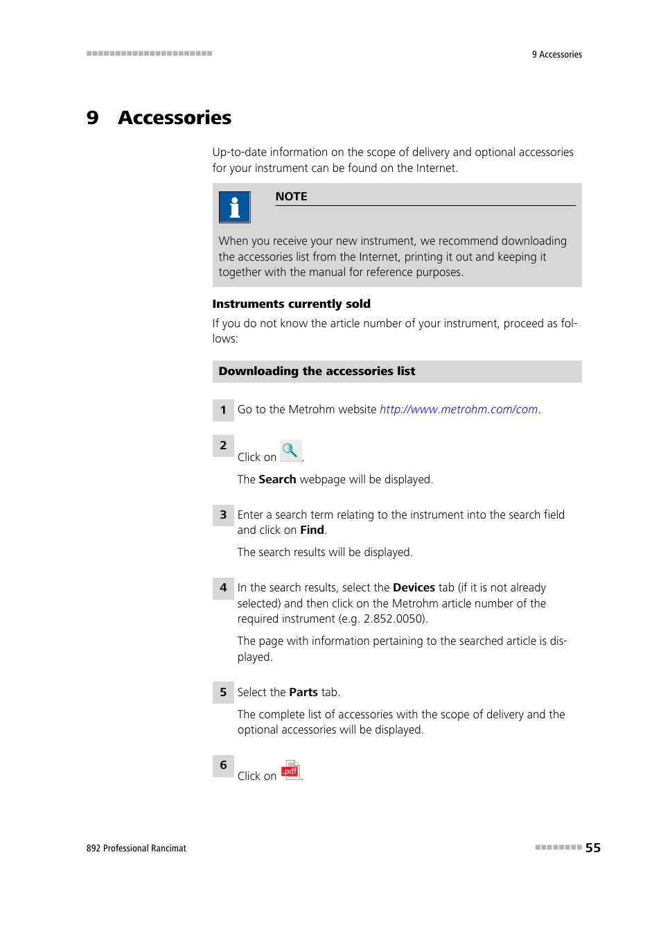 9 accessories | Metrohm 892 Professional Rancimat User Manual | Page 63 / 65