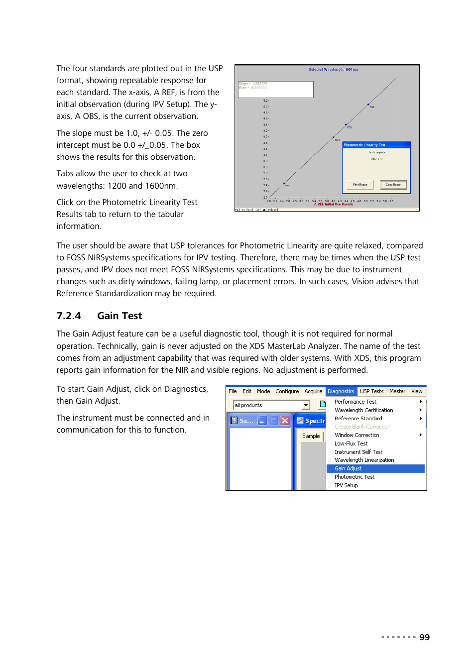 4 gain test, Gain test | Metrohm NIRS XDS MasterLab Analyzer User Manual | Page 101 / 167
