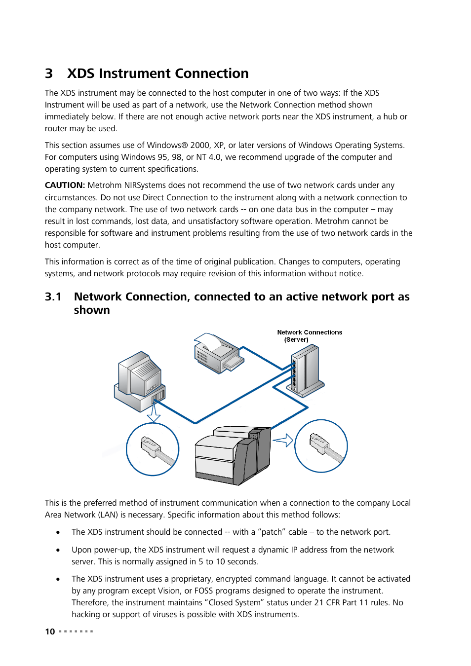 3 xds instrument connection, Xds instrument connection, 3xds instrument connection | Metrohm NIRS XDS MasterLab Analyzer User Manual | Page 12 / 167