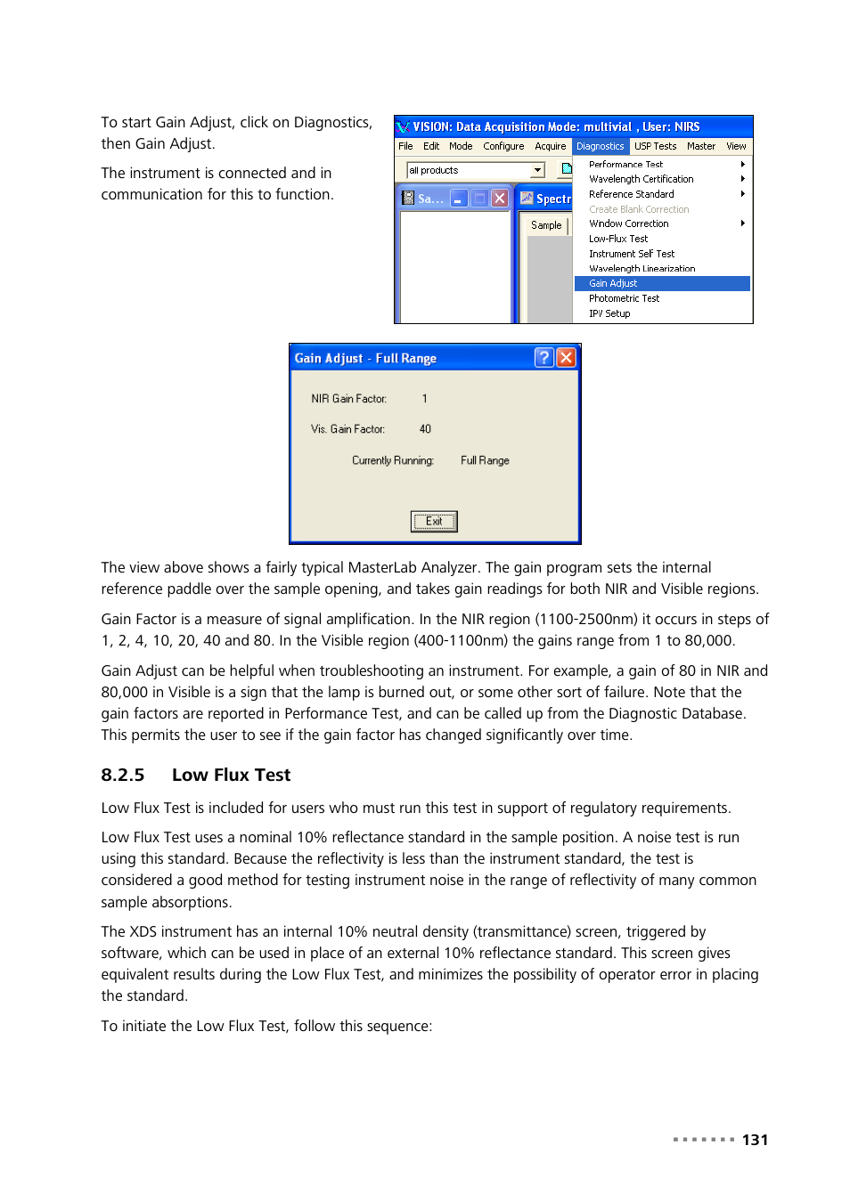 5 low flux test, Low flux test | Metrohm NIRS XDS MasterLab Analyzer User Manual | Page 133 / 167