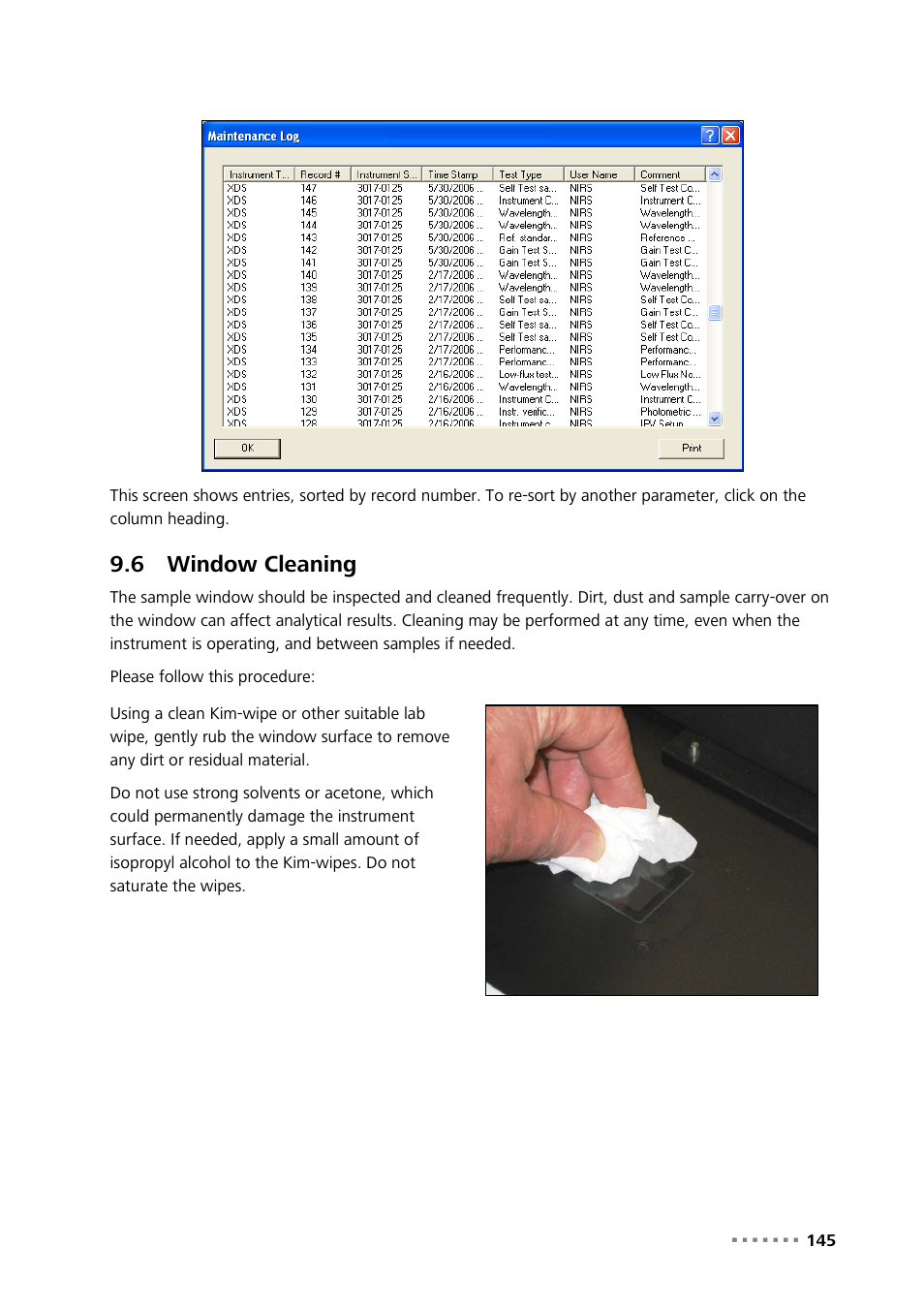6 window cleaning, Window cleaning | Metrohm NIRS XDS MasterLab Analyzer User Manual | Page 147 / 167