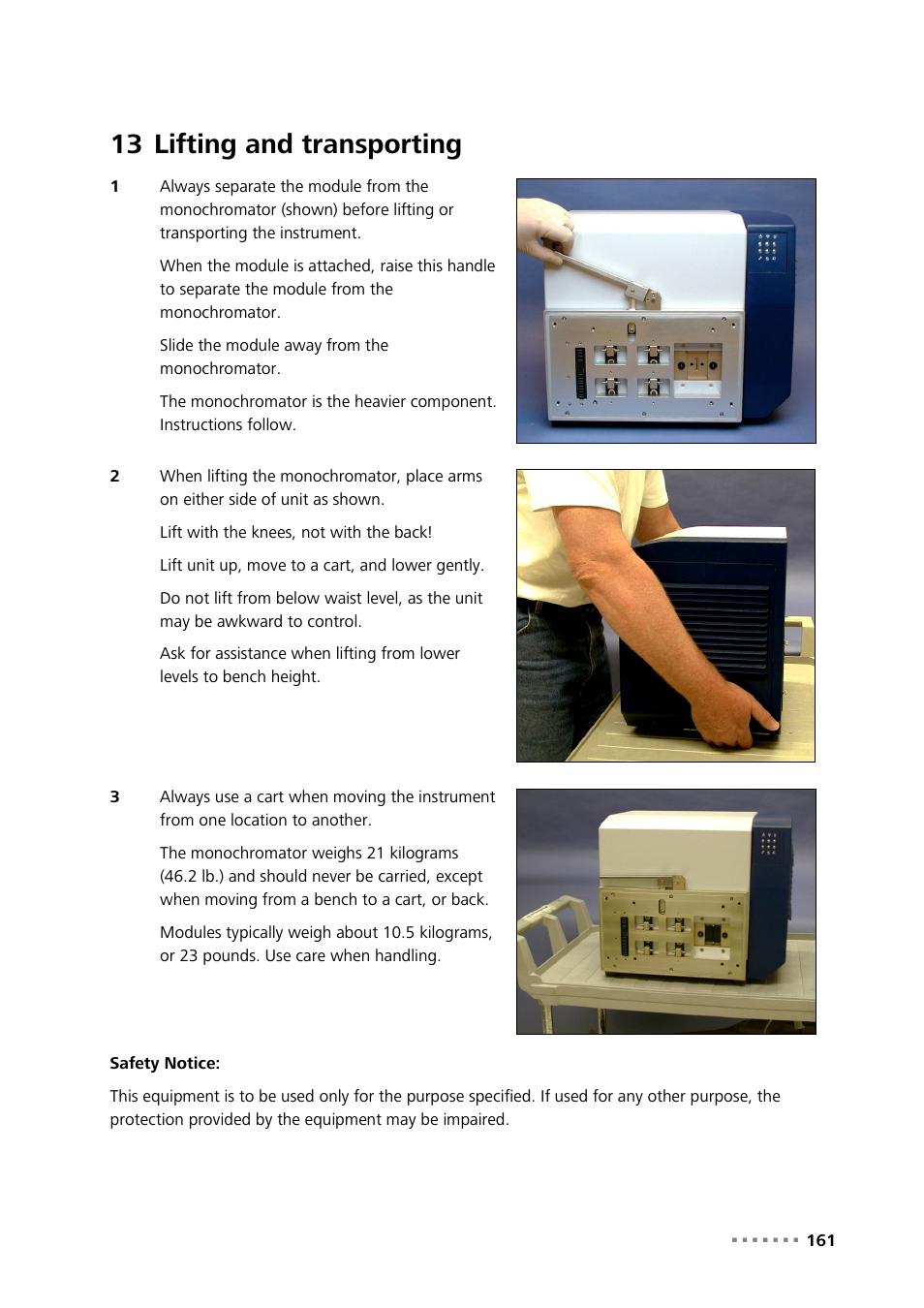 13 lifting and transporting, Lifting and transporting | Metrohm NIRS XDS MasterLab Analyzer User Manual | Page 163 / 167