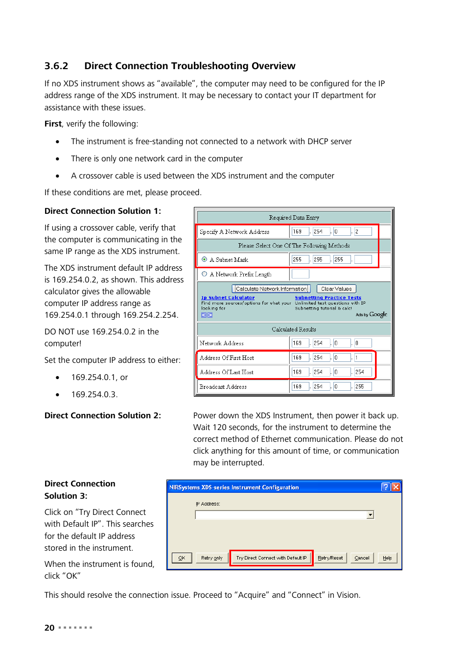 2 direct connection troubleshooting overview, Direct connection troubleshooting overview | Metrohm NIRS XDS MasterLab Analyzer User Manual | Page 22 / 167