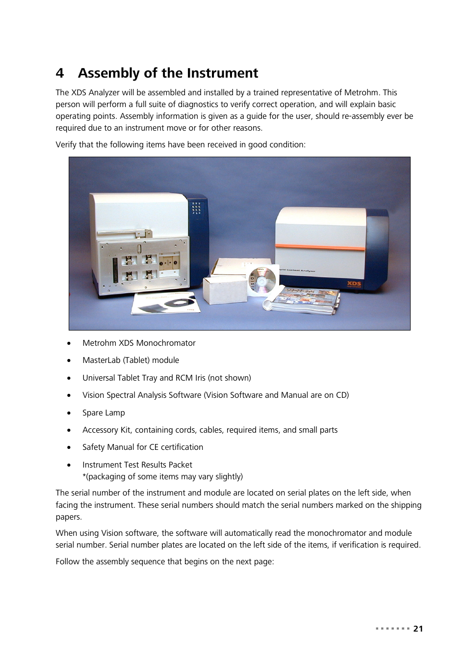 4 assembly of the instrument, Assembly of the instrument, 4assembly of the instrument | Metrohm NIRS XDS MasterLab Analyzer User Manual | Page 23 / 167