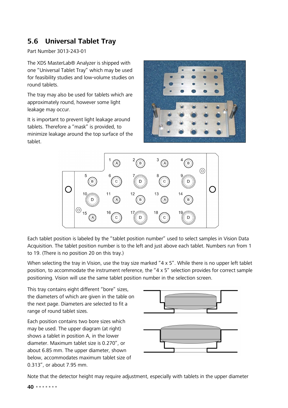 6 universal tablet tray, Universal tablet tray | Metrohm NIRS XDS MasterLab Analyzer User Manual | Page 42 / 167