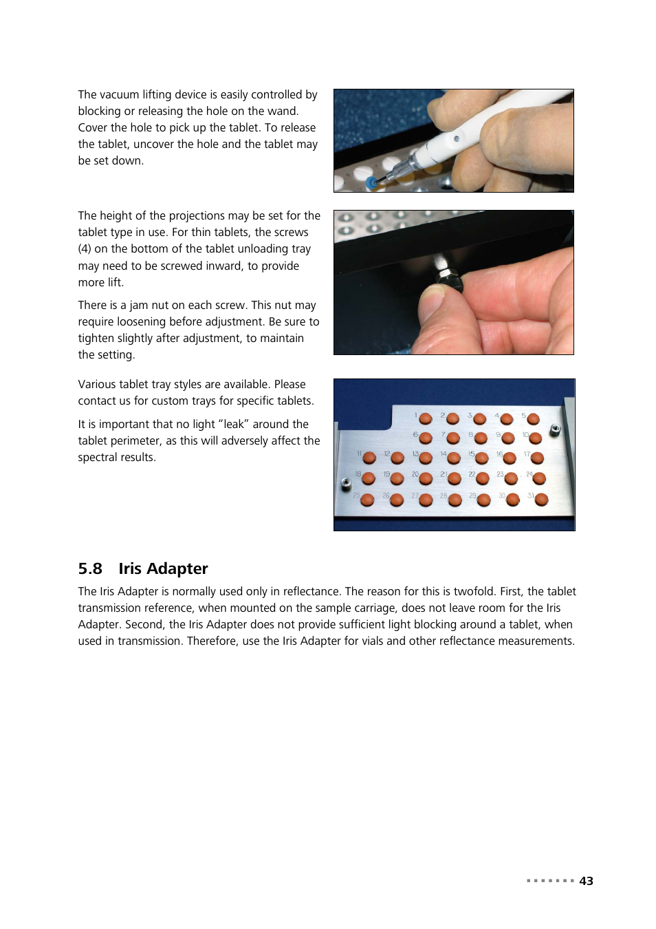 8 iris adapter, Iris adapter | Metrohm NIRS XDS MasterLab Analyzer User Manual | Page 45 / 167