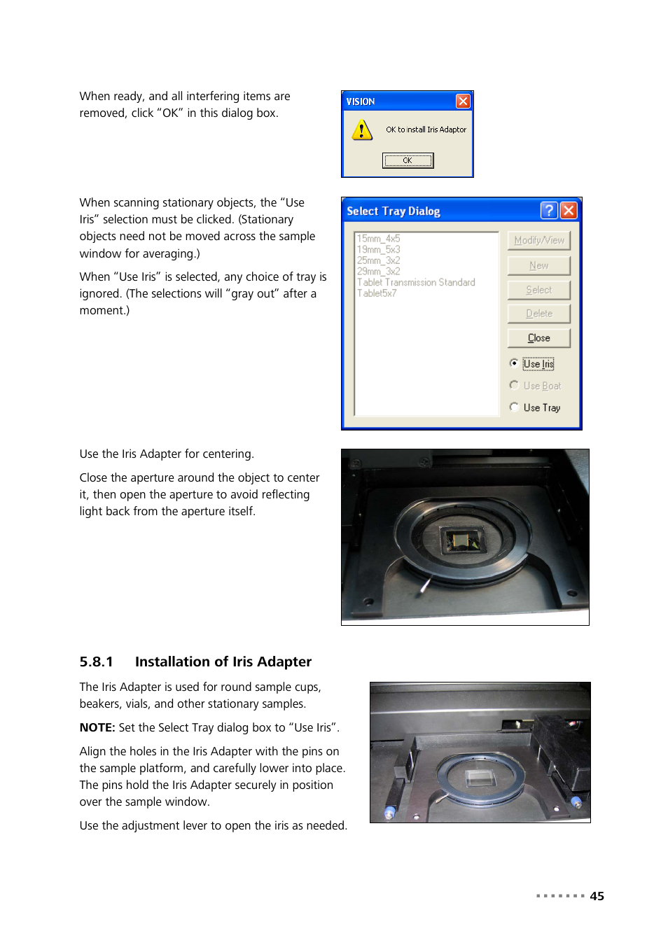 1 installation of iris adapter, Installation of iris adapter | Metrohm NIRS XDS MasterLab Analyzer User Manual | Page 47 / 167