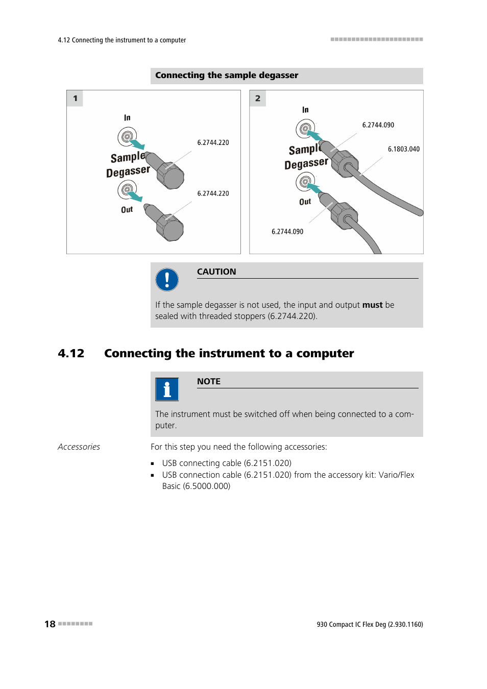 12 connecting the instrument to a computer | Metrohm 930 Compact IC Flex Deg User Manual | Page 26 / 41