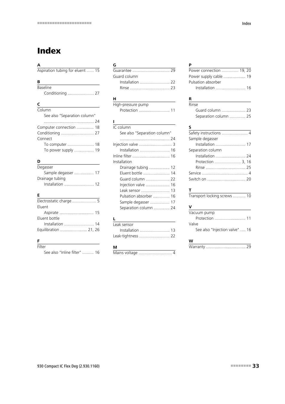 Index | Metrohm 930 Compact IC Flex Deg User Manual | Page 41 / 41