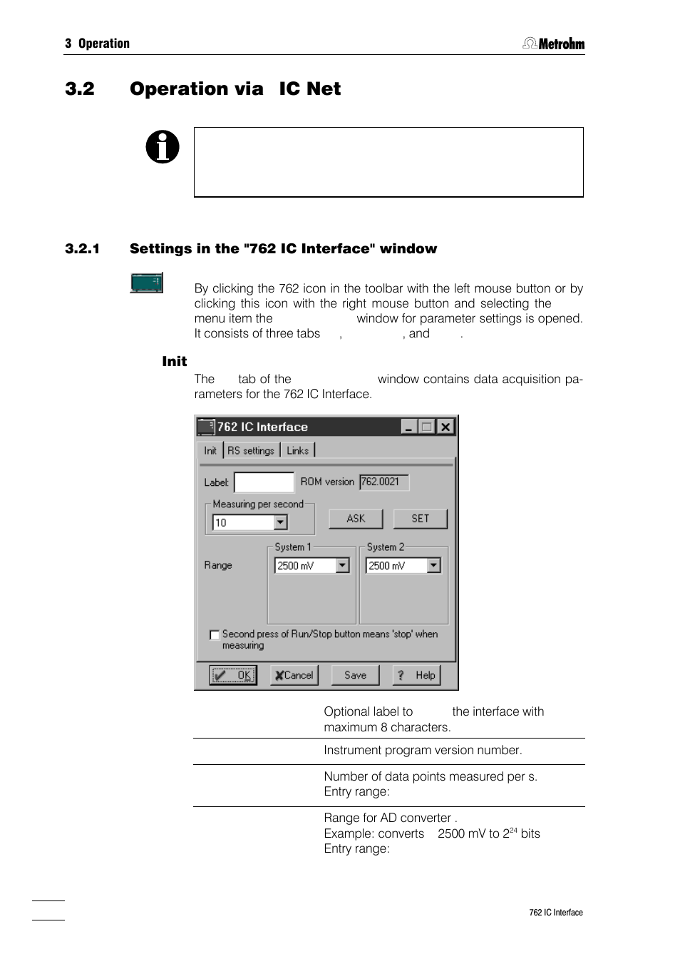 2 operation via «ic net | Metrohm 762 IC Interface User Manual | Page 26 / 42