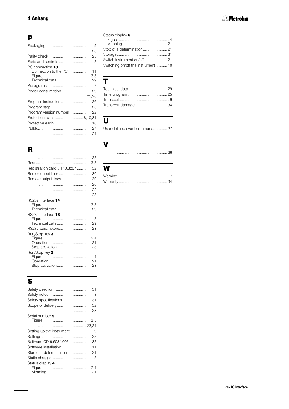 4 anhang | Metrohm 762 IC Interface User Manual | Page 42 / 42