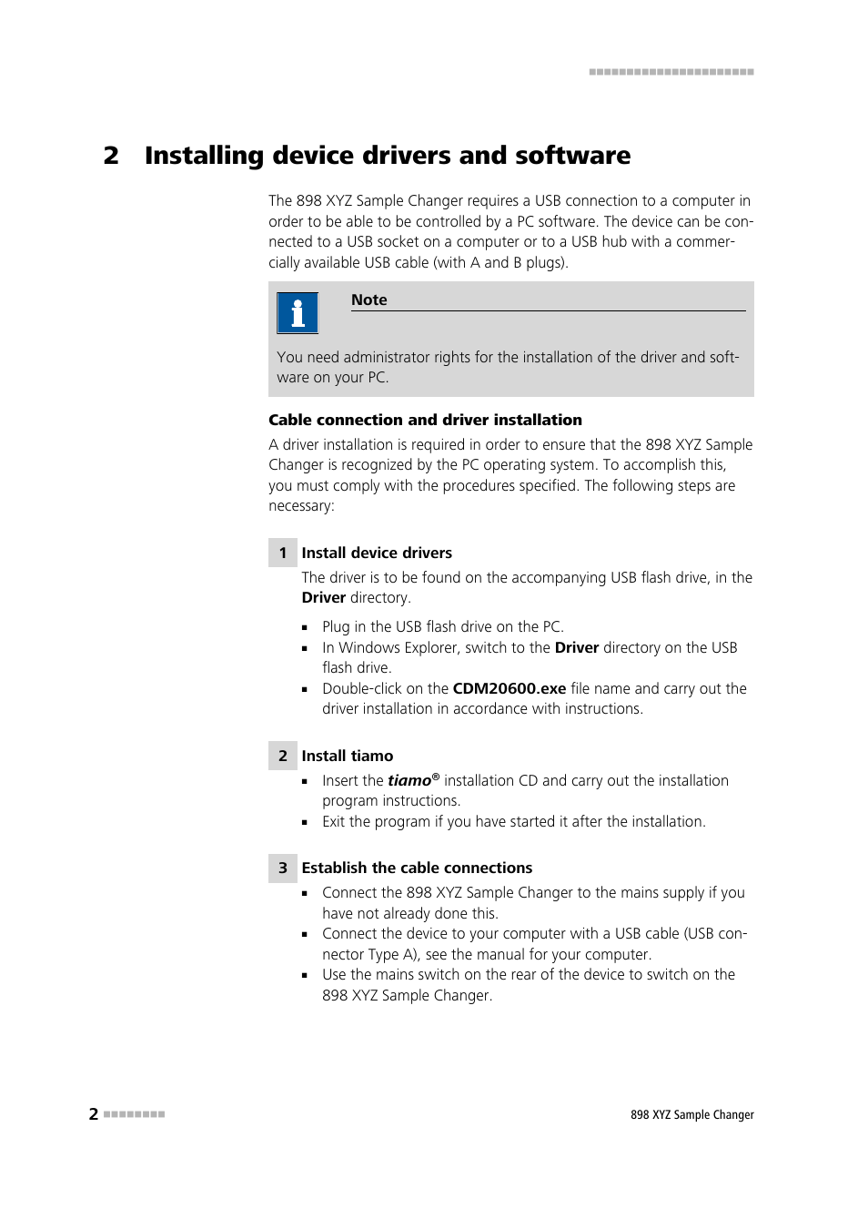 2 installing device drivers and software | Metrohm 898 XYZ Sample Changer User Manual | Page 8 / 14