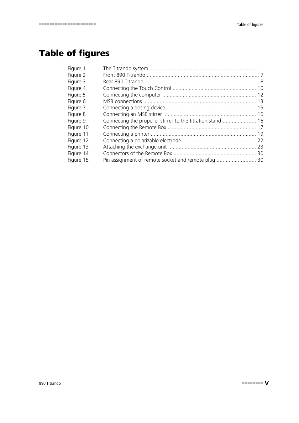 Table of figures | Metrohm 890 Titrando User Manual | Page 7 / 50