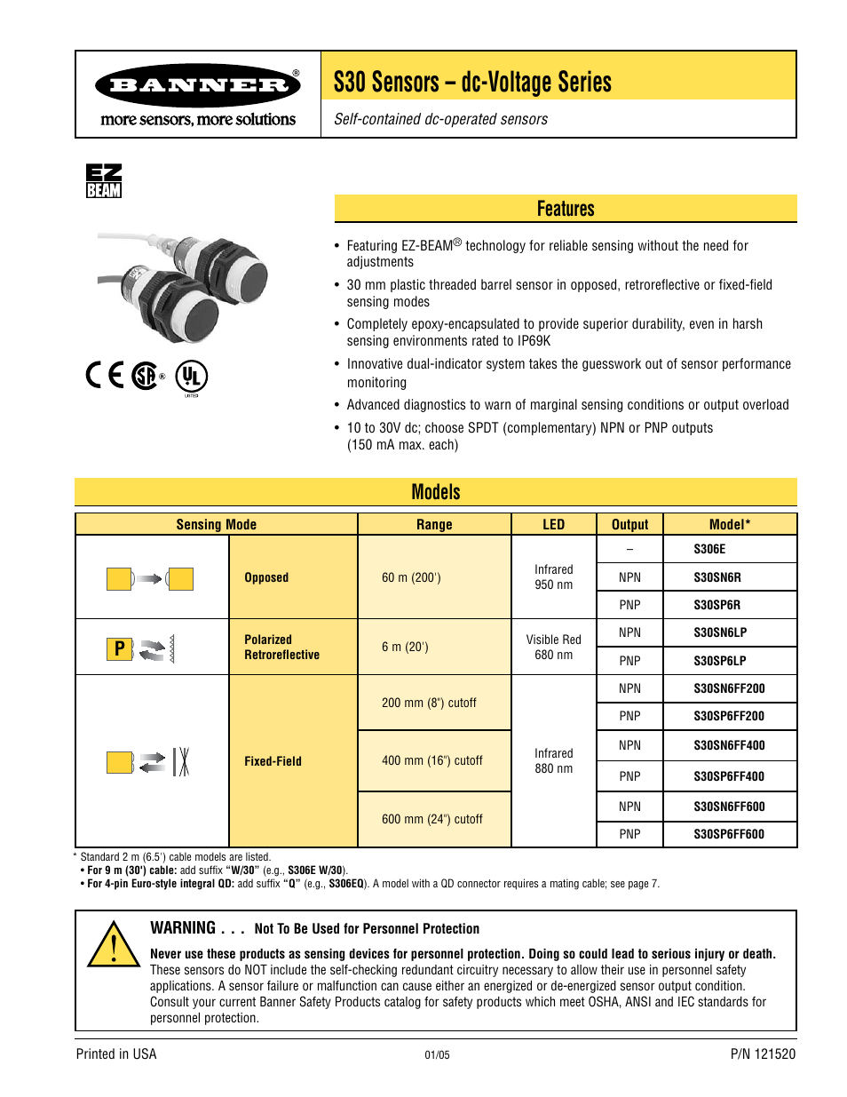 Banner S30 Series User Manual | 7 pages