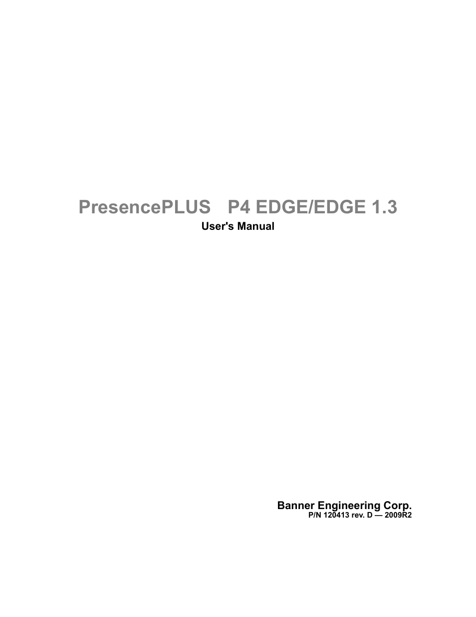Banner PresencePLUS P4 EDGE 1.3 Series User Manual | 258 pages