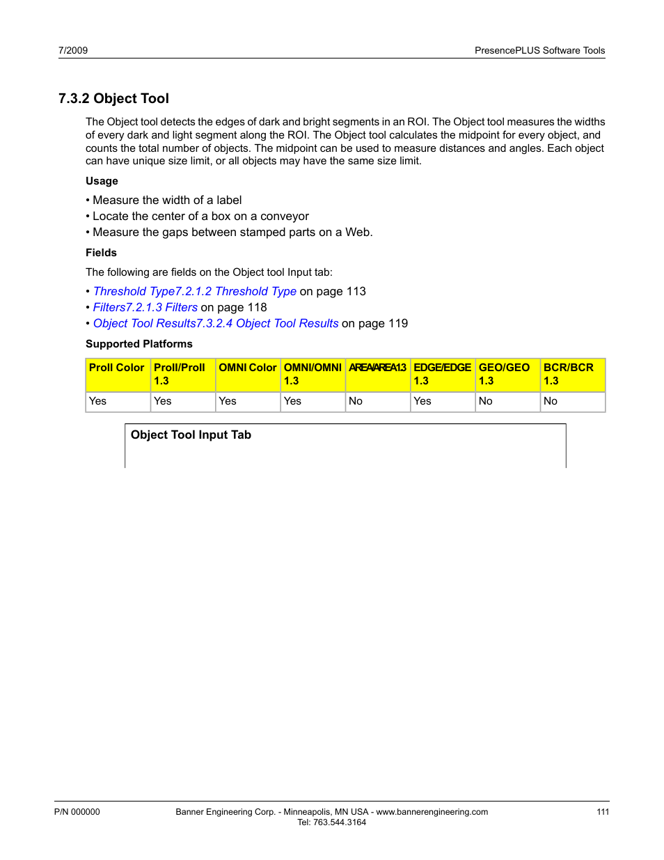 2 object tool | Banner PresencePLUS P4 EDGE 1.3 Series User Manual | Page 111 / 258