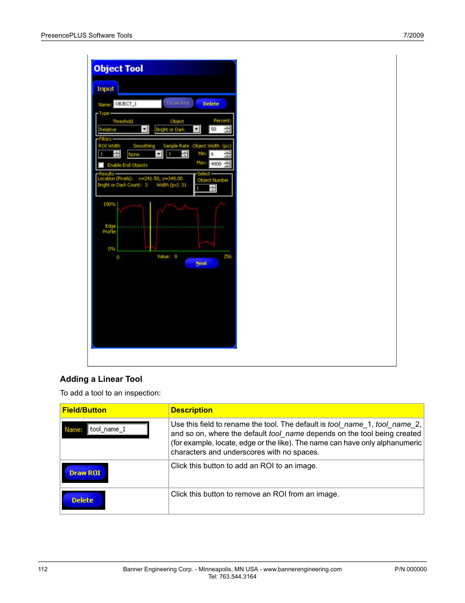 Adding a linear tool | Banner PresencePLUS P4 EDGE 1.3 Series User Manual | Page 112 / 258