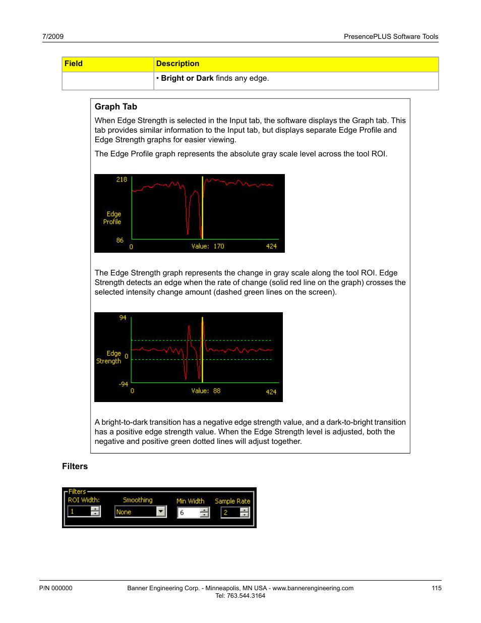 Filters | Banner PresencePLUS P4 EDGE 1.3 Series User Manual | Page 115 / 258