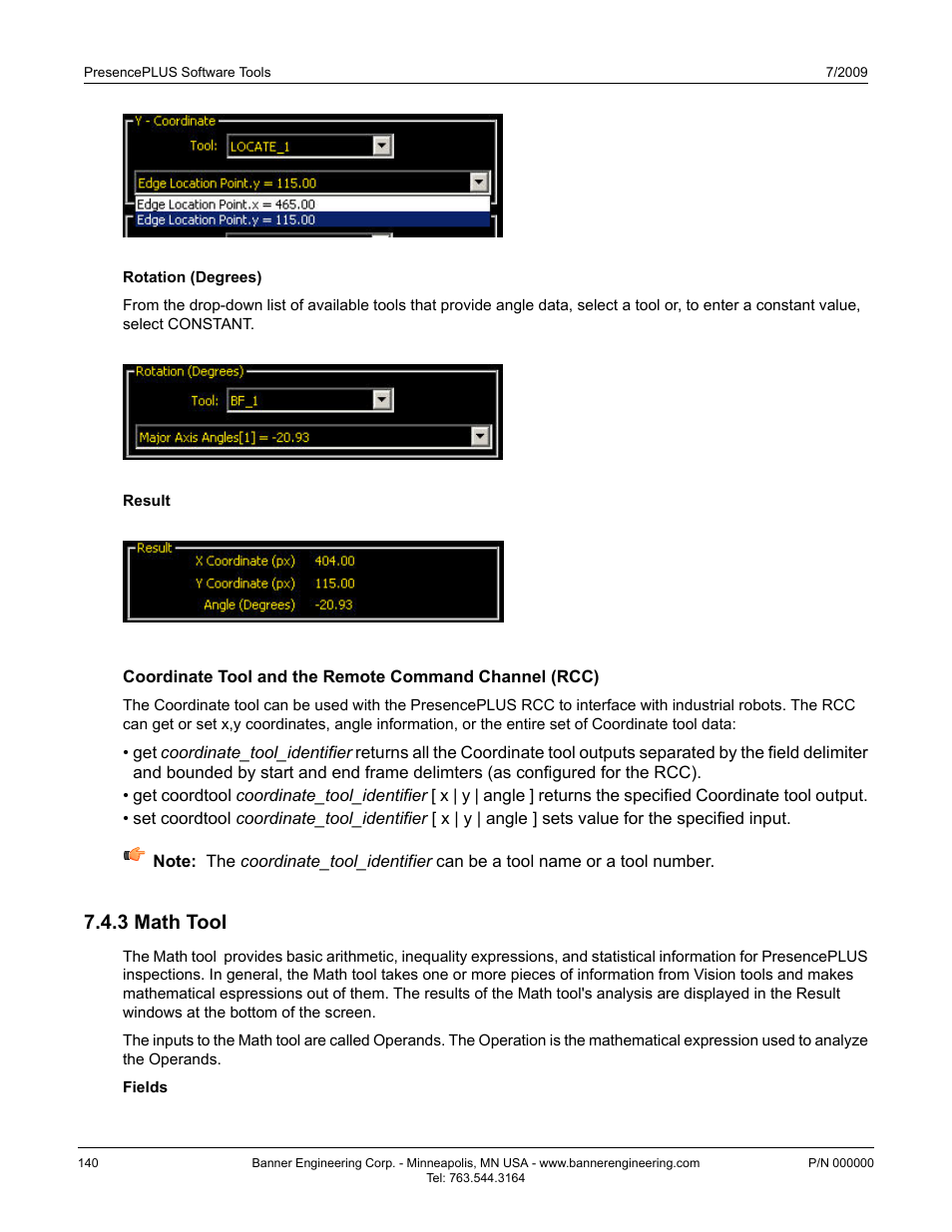 3 math tool, Math tool7.4.3 math tool | Banner PresencePLUS P4 EDGE 1.3 Series User Manual | Page 140 / 258