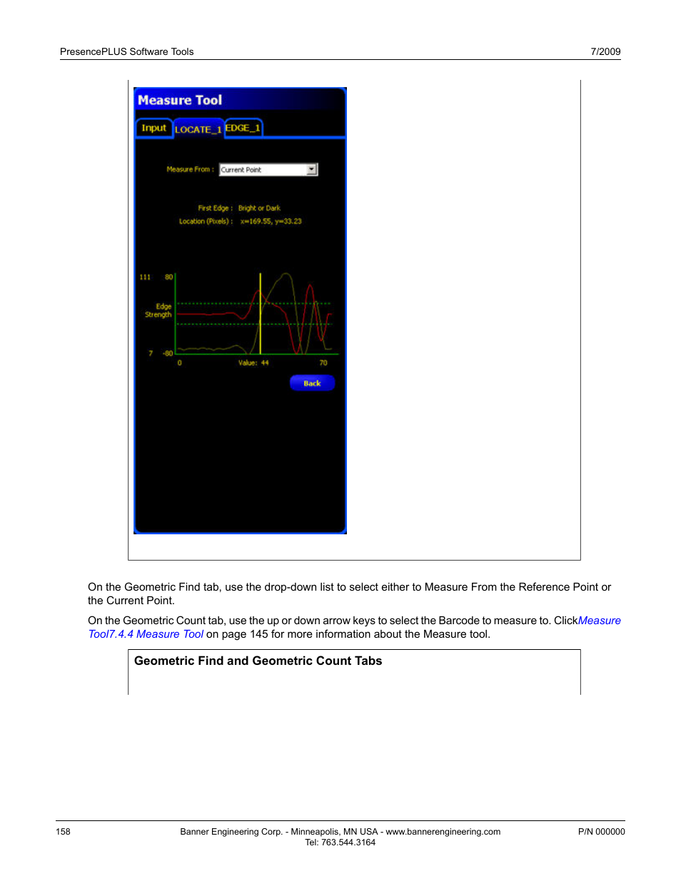 Measure tool geometric find/count tab | Banner PresencePLUS P4 EDGE 1.3 Series User Manual | Page 158 / 258