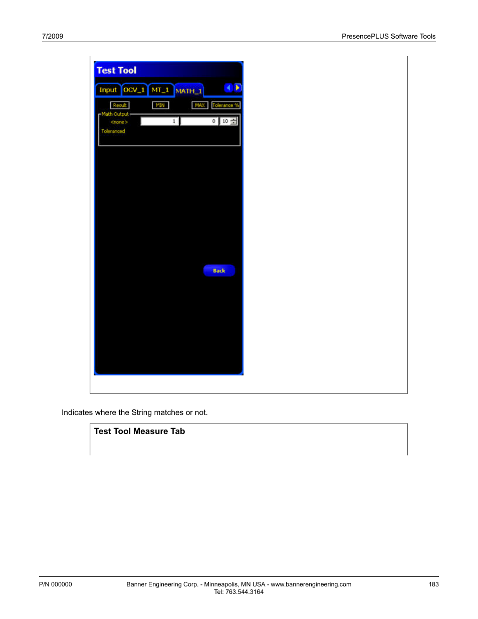 Test tool measure tab | Banner PresencePLUS P4 EDGE 1.3 Series User Manual | Page 183 / 258